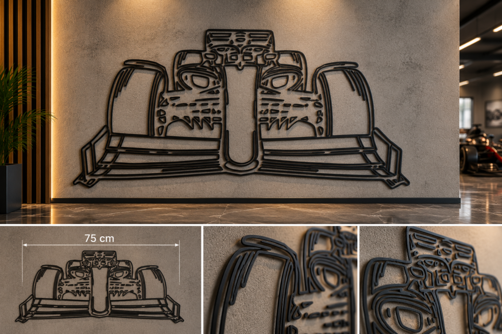 Formula Yarış Otomobili Metal Tablo — 75 cm