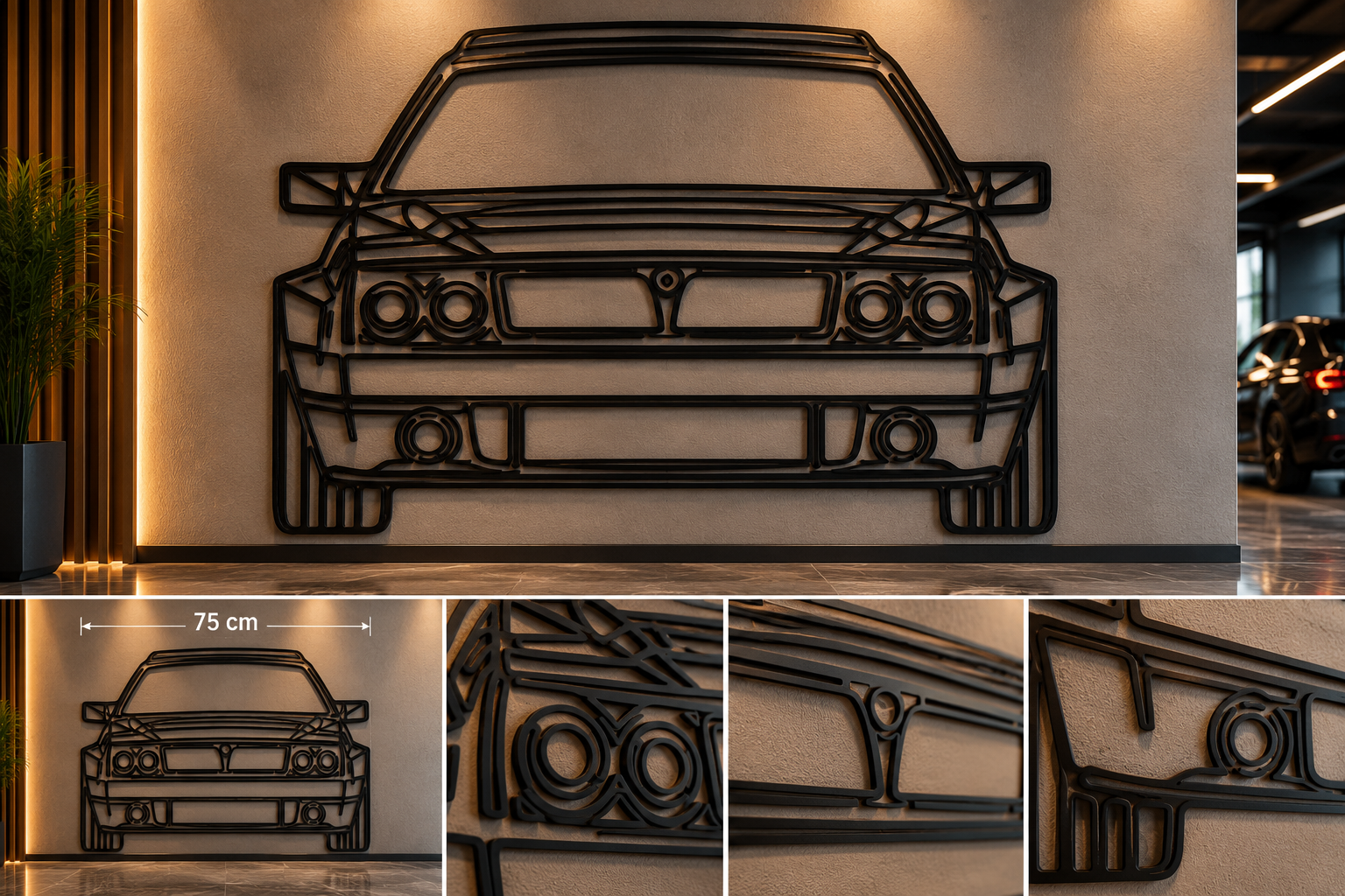 Klasik Ralli Otomobili Metal Tablo — 75 cm