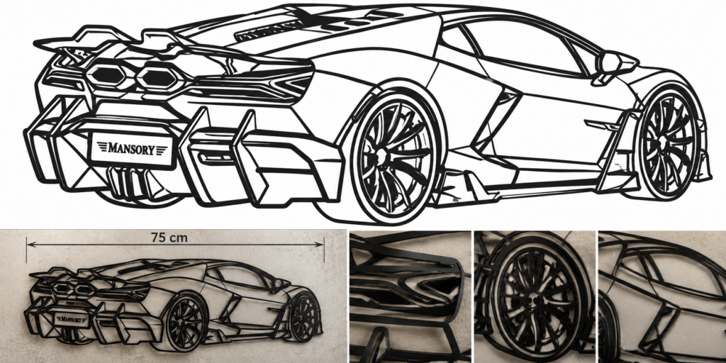 MANSORY Esintili Süper Otomobil Metal Tablo — 75 cm