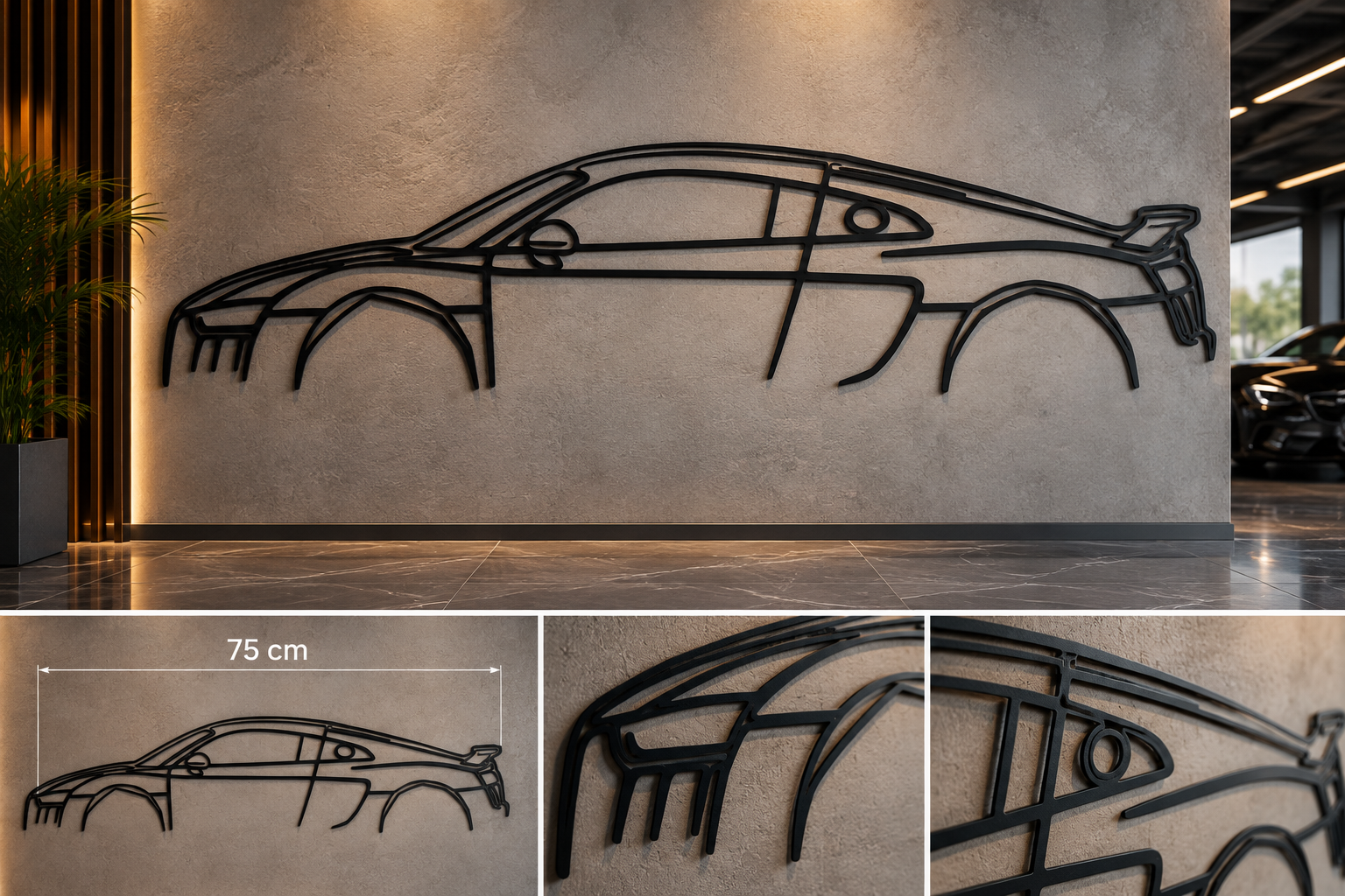 Spor Coupé Metal Tablo — Yan Silüet — 75 cm
